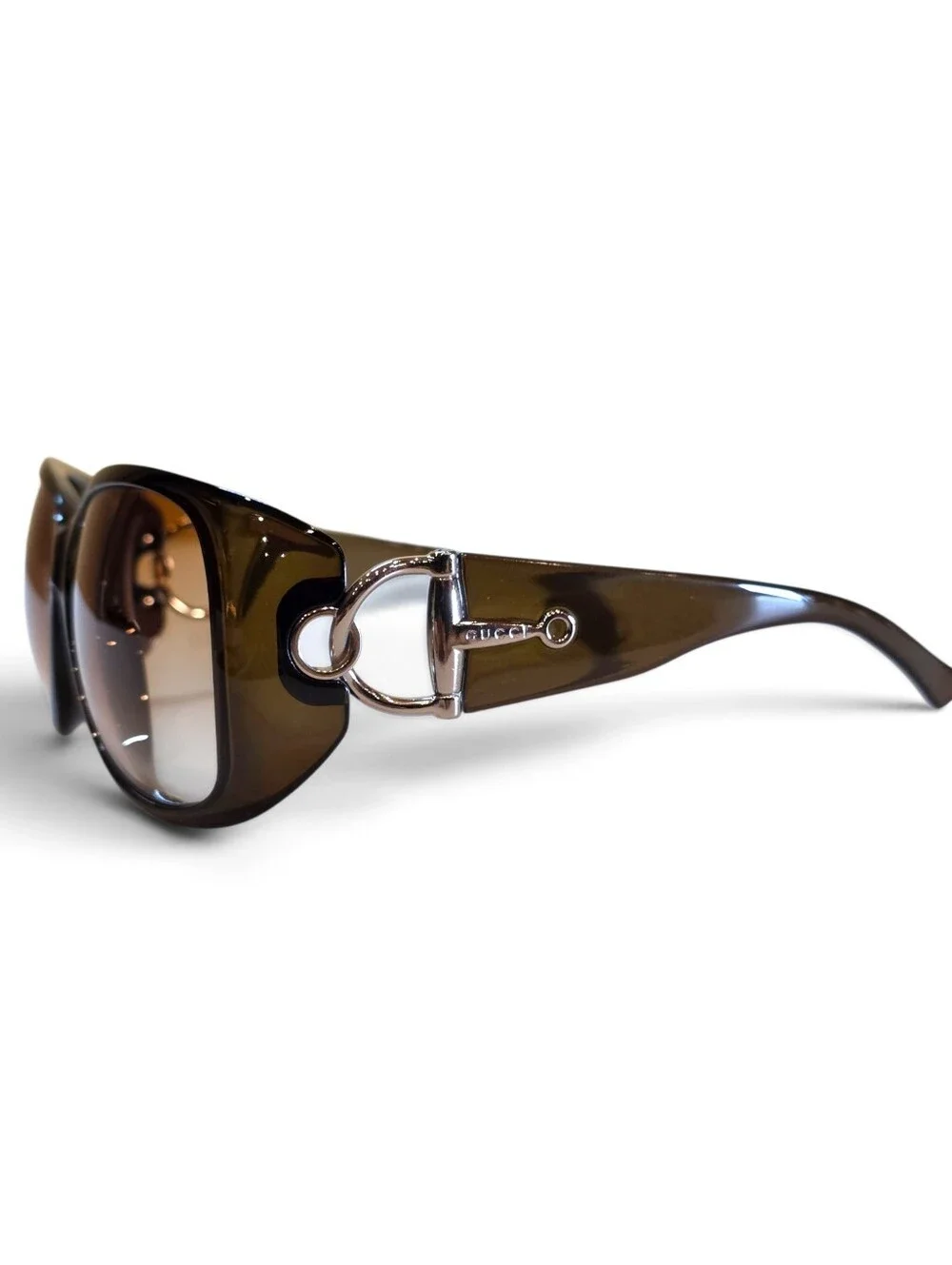 GUCCI Horesbit Sunglasses Women's Oversized Gradient Brown